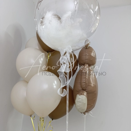 Набор шаров на выписку мальчику с медвежонком 